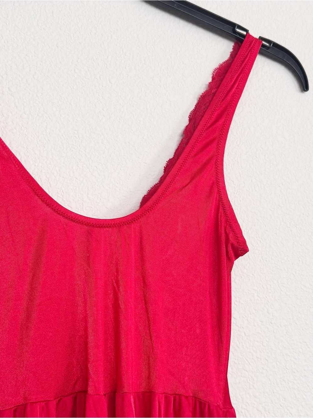 Vintage Olga Red Nightgown Large Made in USA 92270 Full Sweep Tricot - Picture 7 of 12